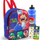 Super Mario Mini Backpack Set - Bundle with 11" Mini Backpack Plus Water Bottle, Stickers, and More | Super Mario Bros School Bag for Kids