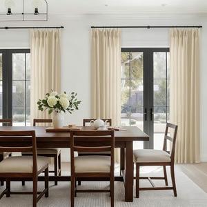 Beige Linen Sheer Curtains 96 Inches Long Memory Shape Trained Pinch Pleated Curtain for Living Room with Hooks Rings Back Tab Pinch Pleat Drapes 96 Inch Length for Boho Bedroom Dining Room 1 Panel