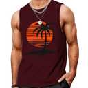 Indoner Mens Sleeveless Tank Tops UPF 50+ Quick Dry Workout Gym Shirts Palm Tree T-Shirt for Swim Beach Bodybuilding (XL)