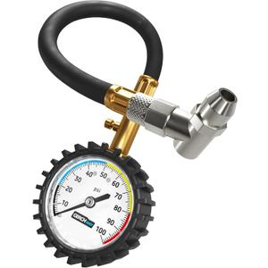 Tire Pressure Gauge 100 PSI - Large Dial Numbers & 45 Angle Chuck, Accurate Air Pressure Gauge for Tires