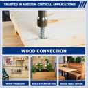 #12 x 2 Hex Flange Head Wood Screws, 410 Stainless Steel Self Tapping Screws, Hex Bit Included (50-Pack)