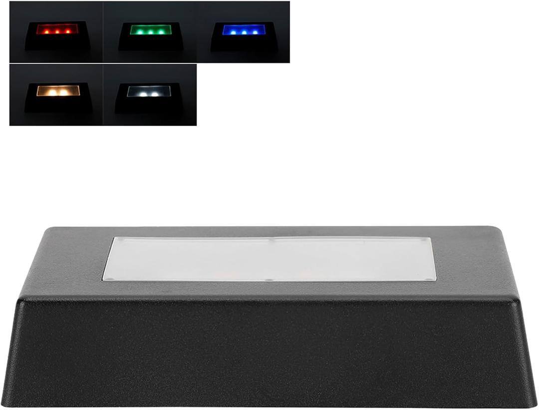 Watris Veiyi 7 Color LED Display Base, 2PCS Color Changing Light Stand for Crystal Display Jewelry Glass Art, 3D Crystal Light Base, Rectangle Display Stand with USB Cable (2)