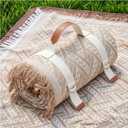 Genovega 2 in 1 Extra Large Rug Outdoor Picnic Blanket Waterproof Woven Boho Mat Giant Beach Towel Travel Essential Yoga Accessories Park Patio Lawn Garden Ground Music Festival Concert Must Have (80"x80", Brown)