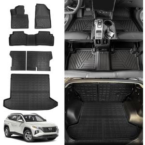 Rongtaod Floor Mats Compatible with 2022 2023 2024 2025 Hyundai Tucson Upgrade Cargo Mat Trunk Mat Cargo Liner Back Seat Cover Protector Tucson Accessories (Backrest Mats+Trunk mat+Floor Mats) (Upgrade Backrest Mats+Trunk mat+Floor Mats)