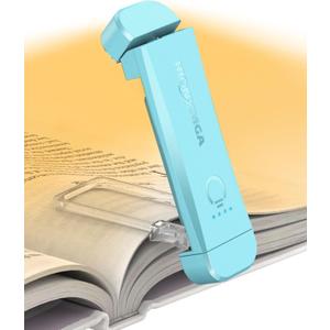 Book Reading Light, Silent Touch Clip-on Book Lamp with 3 Amber Colors & 7 LEDs Precise Dimming for Eye Caring Night Reading, Kids (Blue)