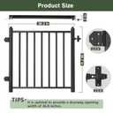 Deck Railing Gate Stainless Steel Black Textured Powder-Coat Finish Deck Gate Kit with Latch for Deck,Garden,Yard, Porch,Patio (Black, Right Hand in Swing)