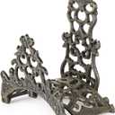 Sungmor Heavy Duty Cast Iron Garden Hose Holder - Wall Mounted Water Hose Hanger - Antique Emblem Decorative Hose Reel - Water Hose Rack Butler Storage - Two Installation Methods Wall Decor Holder