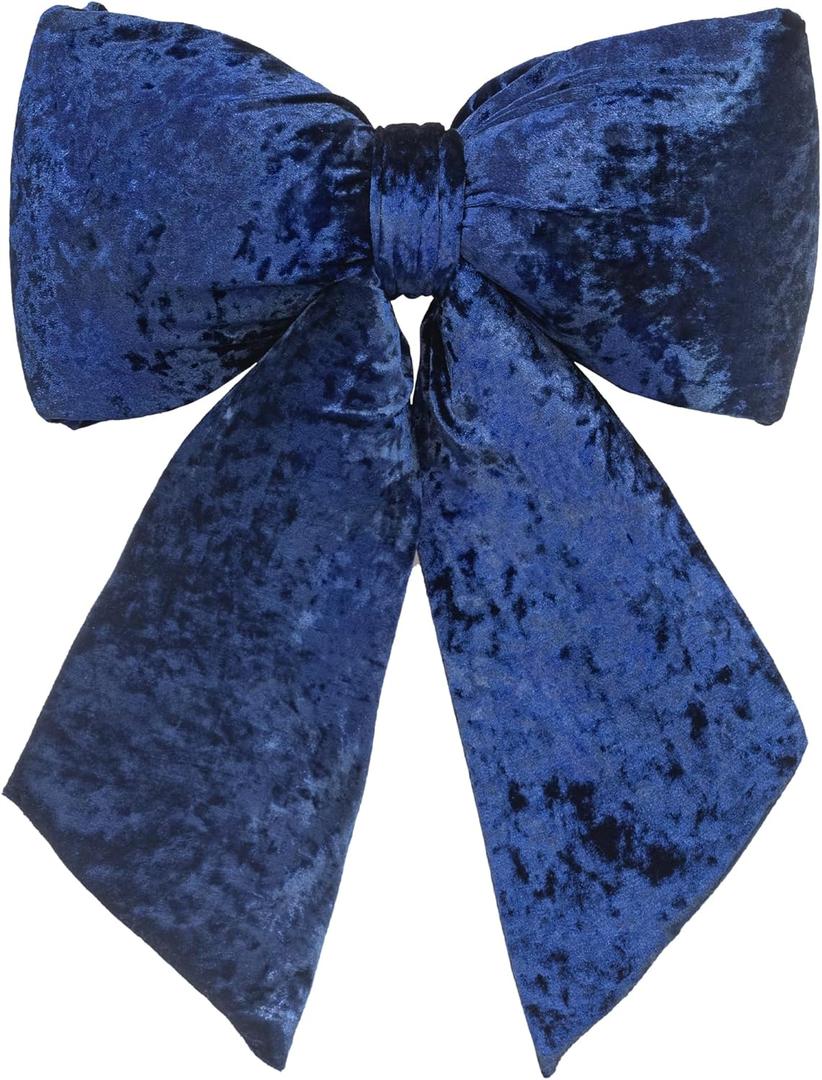 Pack Of 2 KI Store Blue Extra Large Plush Velvet Bows 16.5-Inch Christmas Bow Tree Topper for Christmas Tree Decoration Door Window Decor