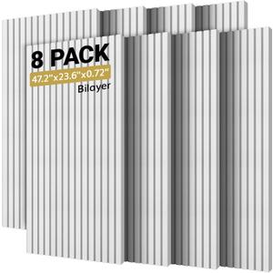 TONOR 8-Pack Bilayer Acoustic Panels Large Self-adhesive, 47.2'' * 23.6'' * 0.72 Adhesive Wall Panel, Large Soundproof Tiles for Echo Absorbtion, Acoustical Barrier of Polyester Fiber, White (8PCS 47.2'' * 23.6'' * 0.72'')