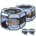 2-in-1 Cat Playpens, Detachable into 2 Separate Playpens with Additional 2 Doors, Portable Dog Playpen Cat Tent Enclosure for Kitten and Puppy Indoor Outdoor Use(M)
