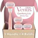 Gillette Venus ComfortGlide White Tea Women's Razor, Handle + 4 Blades Refills