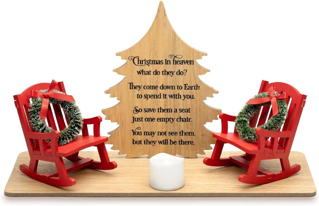 Christmas in Heaven Decoration Gift Christmas Memorial Candle Holders Rocking Chair Ornament Save A Seat Memorial Gift Xmas Decor