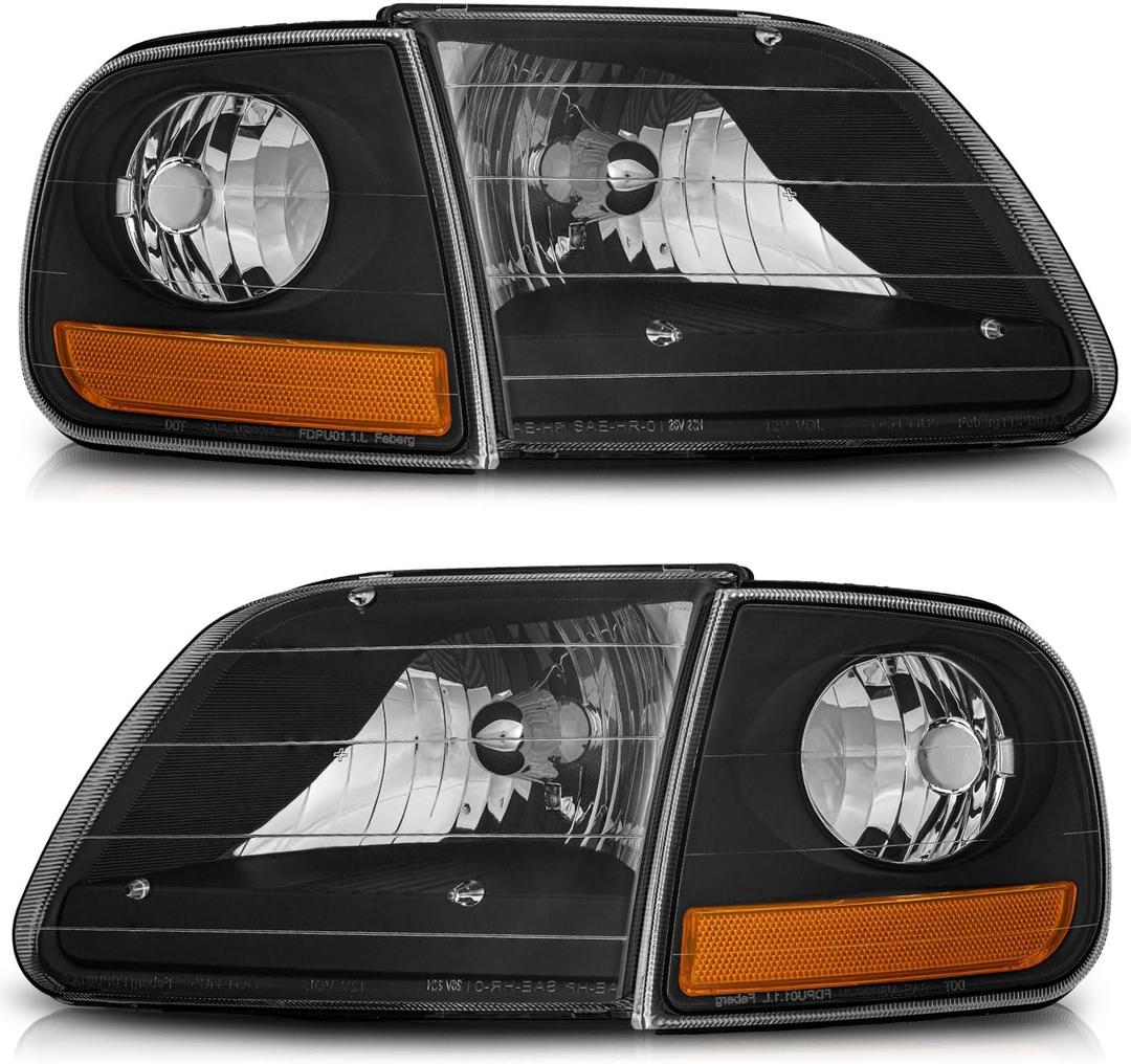 Black Headlights with Corner Light for 1997-2003 F150 / F250