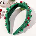 3 x Ivyu Christmas Headbands for Women Adults Girls Green Headband with Jeweled Pearl Sparkly Headbands