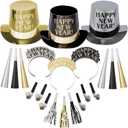 Amscan Opulent Affair 2025 New Year's Eve Party Supplies, Includes Top Hats and Tiaras