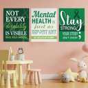 9 Pcs 17 x 22'' Large Green Mental Health Awareness Posters for Classroom Decoration Items Psychology Educational Therapy Bulletin Board Wall Mental Health Ribbon Decor for School Office Supply