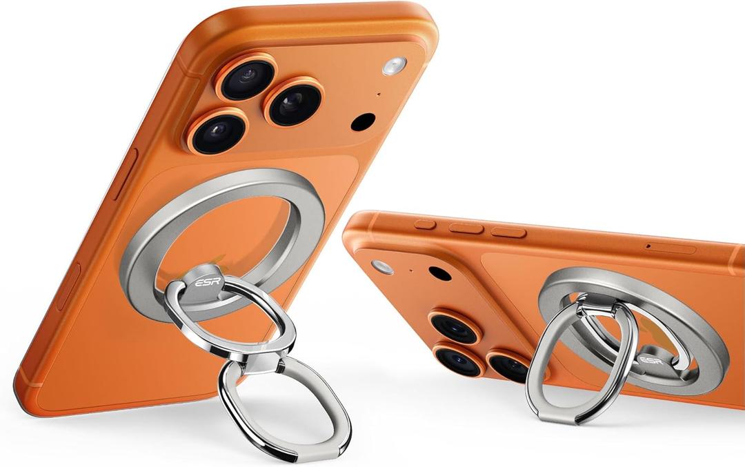 ESR Magnetic Phone Ring Holder, for MagSafe Ring Holder, Magnetic Phone Grip with Adjustable Stand, Compatible with MagSafe Phone Grip, for iPhone 17/16/15/14/13/12, S25, Pixel 10, Natural Titanium