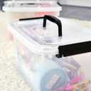 Clear Storage Latch Box/Bin, 2-Pack Plastic Organizing Container with Handle and Lids (7 QT/16QT)