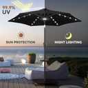 7.5FT Solar Umbrella Outdoor - Lighted Solar Patio Umbrella with 24 LED Lights Waterprool UV Protection, Table Umbrella with Tilt for Pool, Porch, Garden, Deck, Backyard (Black)