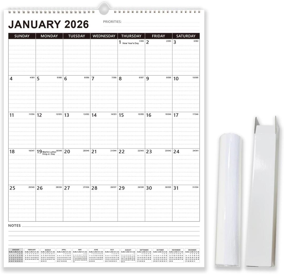 2026 Calendar - 2026 Wall Calendar from January 2026 to June 2027, 22" x 17", Extra Large Wall Calendar 2026-2027 with Thick Paper, Julian Date, Holidays, Large Ruled Blocks