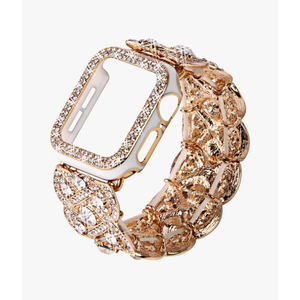 Bling Band with Case Compatible with Apple Watch Band  42mm  for Women, Luxury Dressy Metal Strap with Diamond Rhinestone Bracelet Wristband for iWatch SE Series 7 6 5 4 3 2 1