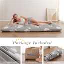 Zelladorra Japanese Floor Mattress, Futon Mattress with Portable Storage Bag and Washable Cover, Roll Up Thick Tatami Mat Suitable for Camping, Guest Room, Grey Cotton, Twin