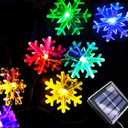 Solar Christmas Lights Outdoor Waterproof Decorations 20 Ft 30 LED Snowflake String Fairy Lights with 8 Lighting Modes for Wedding, Party, Tree, Room, Garden, Patio, Yard, Home
