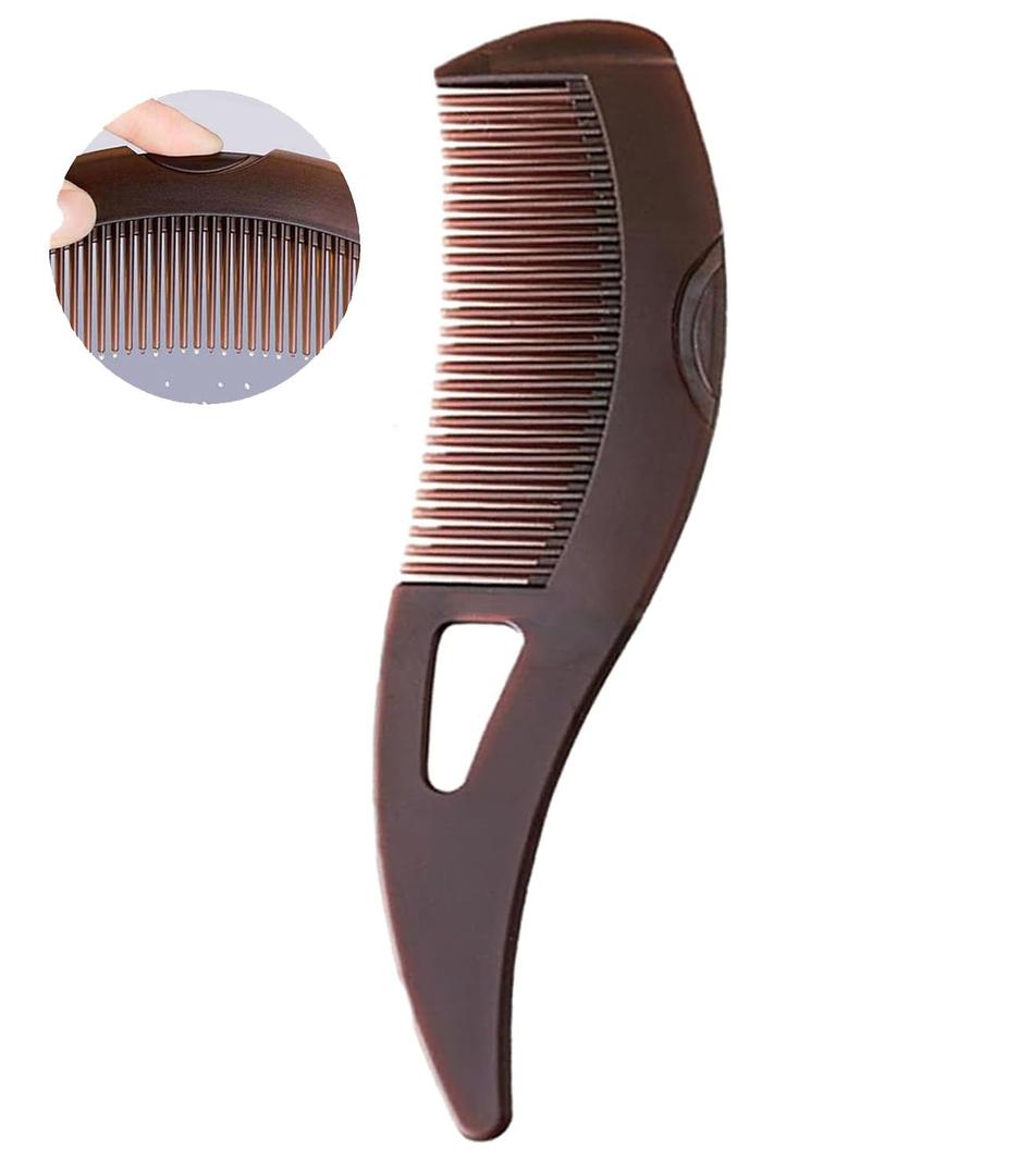 Dandruff Comb Fine Tooth Scalp Detox Comb Lice for Women, Men & Kids Stainless Steel Scalp Detoxing, Sweep & Massage Hair Brush Tool for Hair Care (1PC Brown)