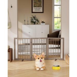 Free Standing Dog Gate Indoor, Foldable Dog Gate for Doorways Stairs Hallways, 3-Panel Freestanding Pet Gate with Support Feet for Stability, Folding Puppy Gate Easy to Move, Doggy Gate 54"x24", 3-Panel, 24"Tall