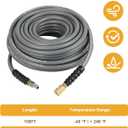 OCPTY 100FT 3/8" Flexible Pressure Washer Hose 4800 PSI, Non Marking Steel Wire Braided Kink Resistant Hose, Cold/Hot Water 275F, Power Washer Replacement Hose with 3/8" Quick Connect Adapter,Gray