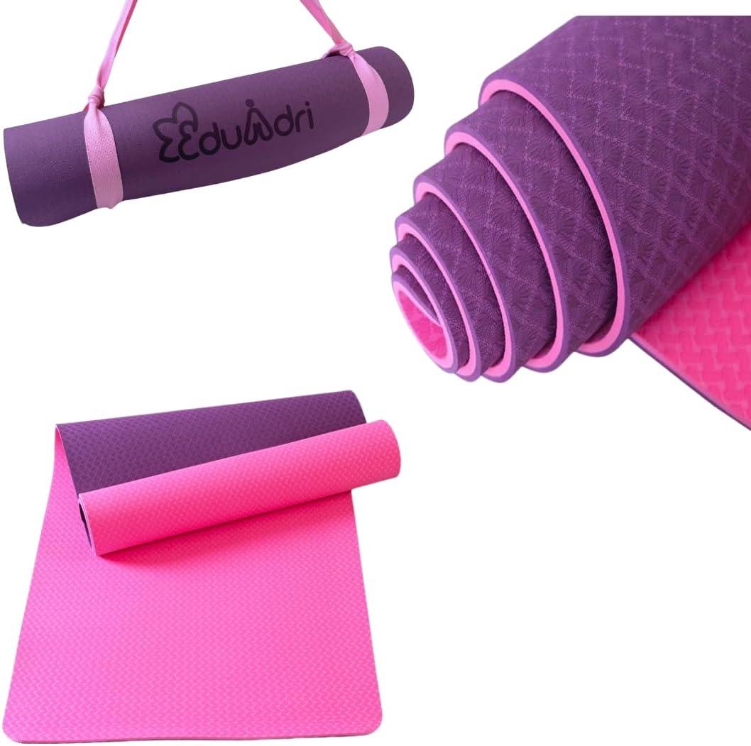 "Premium Extra Thick Yoga Mat With Strap-6mm Non-Slip,Eco-friendly,High-Density TPE,Ideal For Home,Gym, Perfect Exercise Mat for Pilates & Studio-72 L*24 W