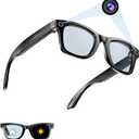 Smart Glasses Smartglasses Ai-Glasses Outdoor Recording Translation Bluetooth Sunglasses UV Protection 8MP HD SmartGlasses with Anti-Shake, Voice, Calling, Waterproof (Photochromic Lenses)