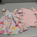 Newborn Baby Girl Dress Outfit Ribbed Ruffle Short Sleeve Romper Floral Layered Overall Skirt Set Summer 3-6M