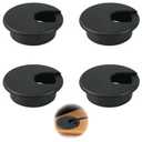 Desk Grommet 2 Inch (50mm), 4 Pack Black ABS Cable Cord Hole Cover Wire Grommet, Desk Cord Hole Cover, Plastic Cable Grommet Wire Organizers for Arranging Home Office Computer Table Countertops