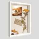 12x16 Large Shadow Box Picture Frame Display Case with Soft Linen Back, White Wooden Memory Shadow Box Frame with Tempered Glass Cover for Wall Display