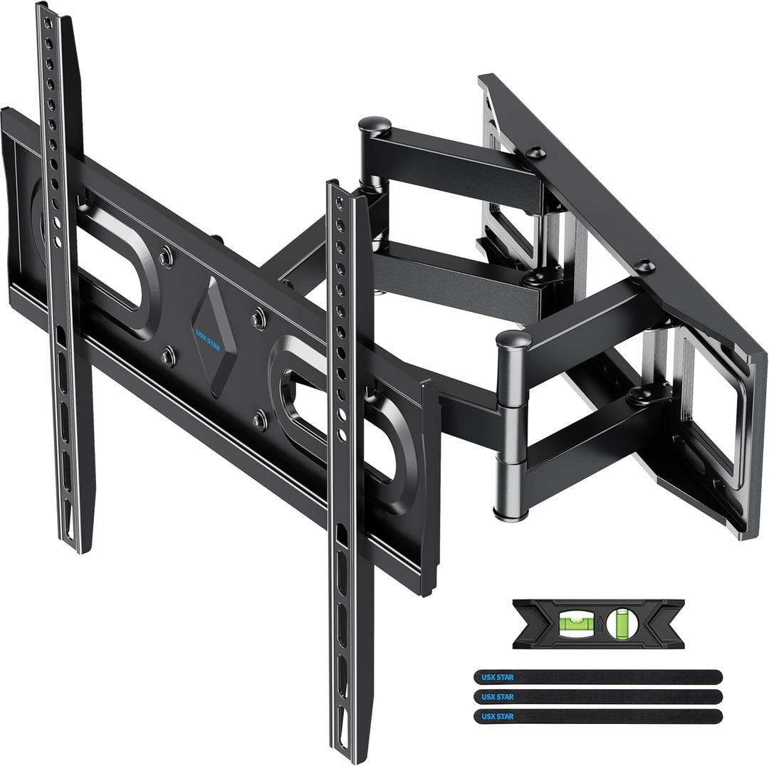 USX STAR UL Listed Full Motion TV Wall Mount Bracket for Most 32-70 inch TVs, Swivel Extend Tilting TV Mount, Max VESA 400x400mm, Holds up to 110 lbs & 16" Wood Studs with Hole Drilling Template