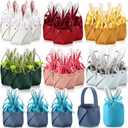 Shinylin 42 Pcs Easter Bunny Gift Bags Bunny Birthday Decor Rabbit Ear Velvet Bags with Drawstrings Candy Bag Leather Basket Buckets for Kids Gift Pouches Party Favors Toy Storage Jewelry, 7 Colors