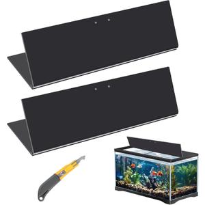 Sieral Aquarium Lids Polycarbonate Canopy 2 Pieces Set 22.95 x 16.61 x 0.12 Inch for 75/90/110 Gallon with Center Brace Aquariums Cover Fish Tank Lid with a Hook Knife, Black