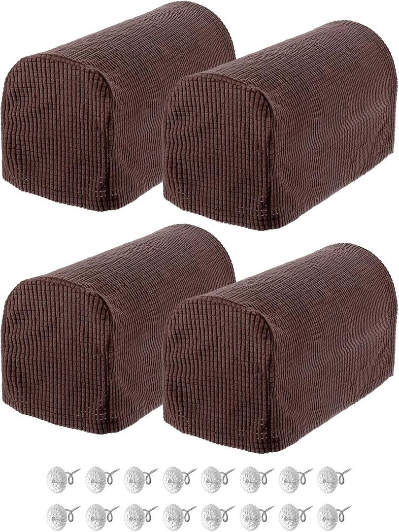 uxcell Stretch Armrest Covers Armchair Anti-Slip for Chairs Sofas Couch Arm Covers Recliner Sofa Dark Brown 4 Pcs