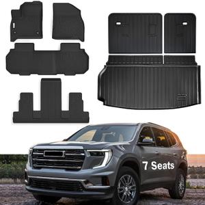 Floor Mats & Trunk Mat Fit for GMC Acadia (7-Seats) 2024 2025 2026,All Weather Protection TPE, Anti-Slip Floor Mats & Cargo Liner for GMC Acadia 2024 2025 2026 Accessories