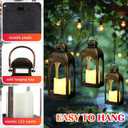 Tujoe 10 Pcs 10 Inch Decorative Candle Lantern Bulk for Wedding Centerpieces Lanterns with LED Flameless Candle Indoor Outdoor Hanging Lights for Wedding Party, Battery Included (Dark Bronze)