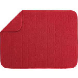 S&T INC. Dish Drying Mat XL, 18 x 24, Absorbent Microfiber Kitchen Counter Mat, Dish Drying Pad for Dishes, Utensils, Pots and Pans, Extra Large, Red