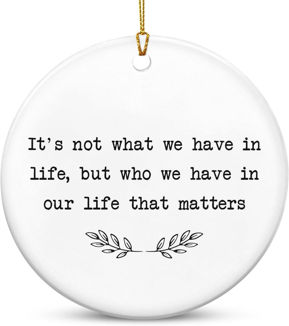 TEEZWONDER Christmas Ornaments Gifts for Women Men - Ceramic Ornaments 2025 for Xmas Tree Decorations - Christmas Birthday Stocking Stuffers Gifts for Mom Dad Sister Brother, Friend Gift Ideas (In Our Life)
