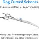 JASON 7" Curved Dog Grooming Scissors, Ergonomic Pets Cats Trimming Shears with Offset Handle and a Jewelled Screw for Right Handed Groomers, Sharp, Comfortable Christmas Gift