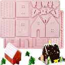 2 Pack Christmas Silicone Baking Mold,3D Christams Gingerbread House Mold Tray Christmas Chocolate Mold Christams Fondant Mold for Xmas Party Cupcake Topper Candy Cookies Polymer Clay Resin Craft
