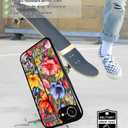 Compatible for iPhone 16e Case Cute with Strap Stand Finger Kickstand, Designer Cool Silicone Cases Funda Cover - Red Dark Florals Flowers