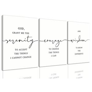 AOYUSMO 3 Piece Christian Scripture Canvas Wall Art Serenity Prayer Jesus Wall Art Bible Decor Verse God Grant Me the Serenity Religious Art Prints for Living Room Bedroom Church 16"x24"