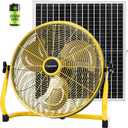 Fanspex 16" Solar Rechargeable Floor Fan for Outdoor, Large Battery Operated Fan with 35W Solar Panel Powered for Patio Gazebo Camping, 360° Tilt
