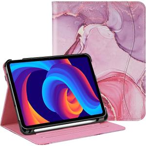 HGWALP Protective Case for iPad (A16) 11th Generation 11 Inch (2025) & iPad 10th Generation 10.9 Inch (2022), MultiAngle Viewing Stand Cover with Pen Holder & Pocket for iPad 11 inch,Marble Pink