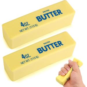 4 x Slow Rising Butter Squishy, Food Stress Balls for Adulds Anxiety Relief Squishies Soft Fidgets for ADHD Gifts Office School(1 Pcs Butter Stick)